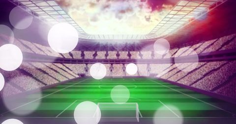 Abstract Glowing Football Stadium with Artistic Light Effects