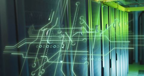 Futuristic Network with Digital Circuitry in Server Room - Download Free Stock Images Pikwizard.com
