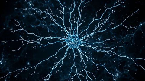 Futuristic Neuron Network with Glowing Synapses and Dendritic Traces