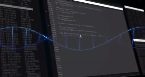 Futuristic Data Visualization with Digital DNA Helix Graphics