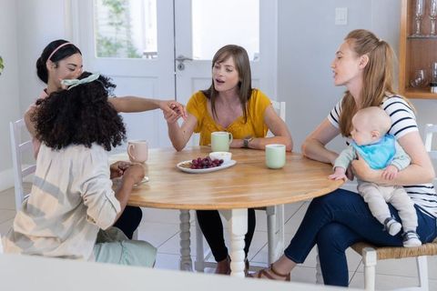Diverse Women Bonding Over Coffee in Cozy Kitchen Environment