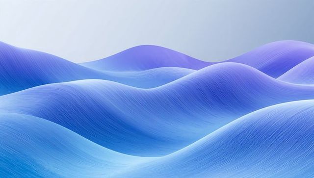 Serene blue purple undulating waves and layered ridges minimalist abstract gradient