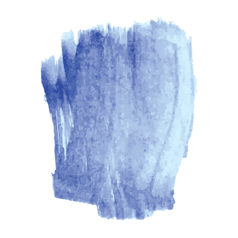 Vivid blue paint smudge on transparent background