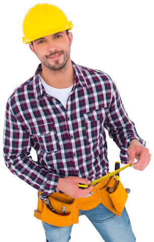 Transparent Smiling Handyman with Tools and Tape Measure - Download Free Stock Videos Pikwizard.com