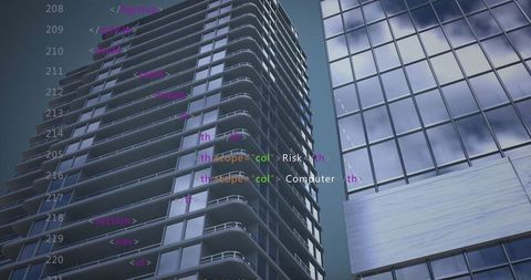 Digital Code Overlay on Modern Cityscape with Futuristic Interface - Download Free Stock Images Pikwizard.com