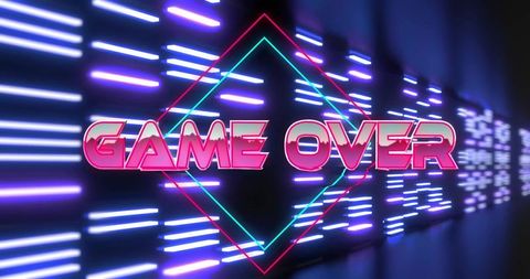 Neon game over virtual reality futuristic theme
