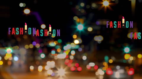 Dynamic Fashion Text Animation Over Vibrant City Lights