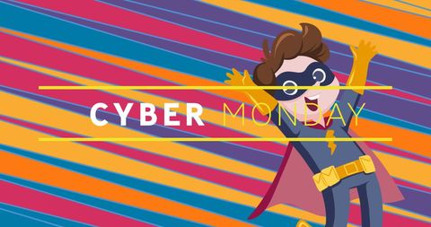 Cyber Monday Superhero Celebration with Colorful Background - Download Free Stock Images Pikwizard.com