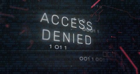 Access denied overlay on binary code background