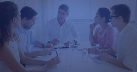 Team Meeting with Digital Interface Overlay Concept