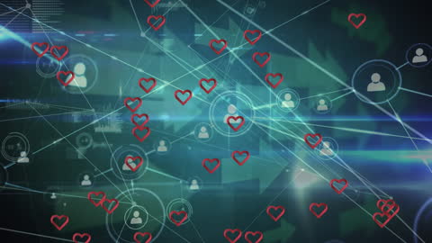 Digital Networking with Social Media Hearts and Icons