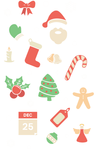 colorful christmas symbols on transparent background for festive decoration - Download Free Stock Videos Pikwizard.com