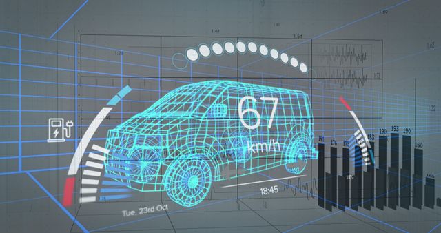 Financial Data Processing Overlay with Digital Truck Model - Download Free Stock Images Pikwizard.com