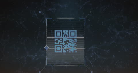 QR Code on Digital Network Background Indicating Online Security