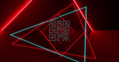 Glowing QR Code with Neon Geometric Shapes in Dark Environment - Download Free Stock Images Pikwizard.com