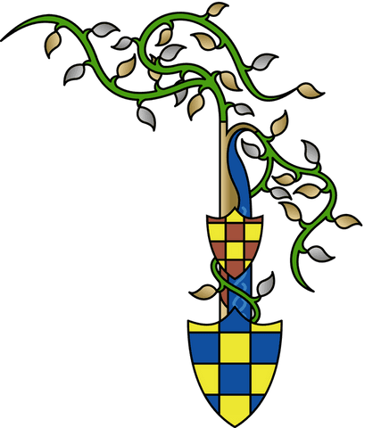 heraldic shovel with vine and checkered shields on transparent - Download Free Stock Videos Pikwizard.com