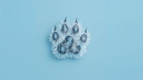 Stylized furry paw print on light blue background