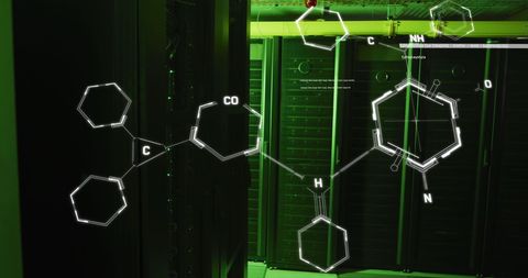 futuristic molecular network in illuminated server room - Download Free Stock Images Pikwizard.com