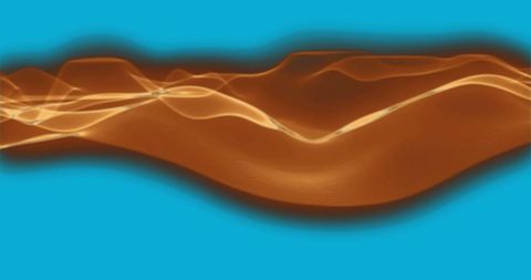 Dynamic orange waves on blue background