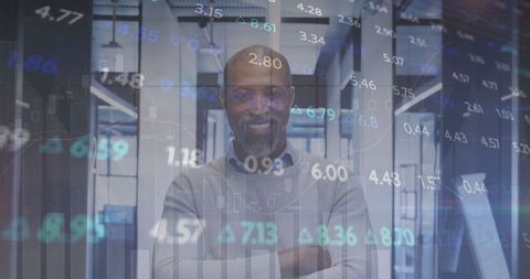 Confident Businessman Embracing Finance and Innovation