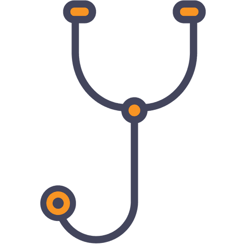 Transparent stethoscope icon with orange accents for medical use