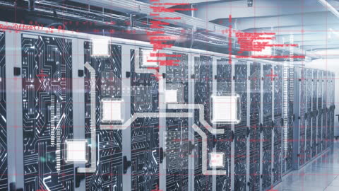 Digital Cloud Network and Data Processing Concept