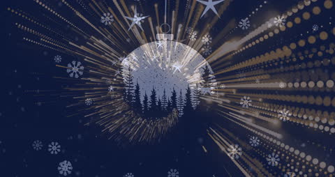 Golden Light Trails and Snowflakes with Festive Bauble