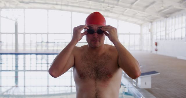 Male Swimmer Preparing for Practice at Indoor Pool - Download Free Stock Images Pikwizard.com