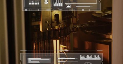 Futuristic Robotic Assembly with Holographic Interface Overlays