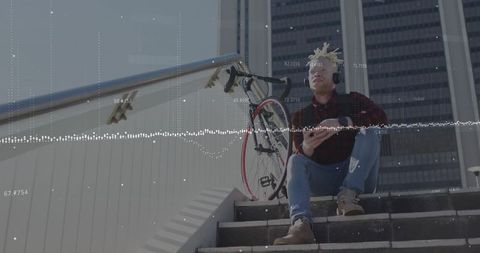 Urban Commuter Relaxing with Headphones and Smartphone