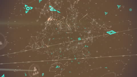 Futuristic Green Geometric Shapes and Network Connections