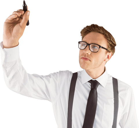 transparent image businessman writing thinker with marker - Download Free Stock Videos Pikwizard.com