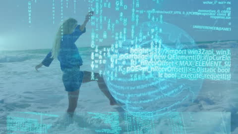 Digital connections merging with summer beach life