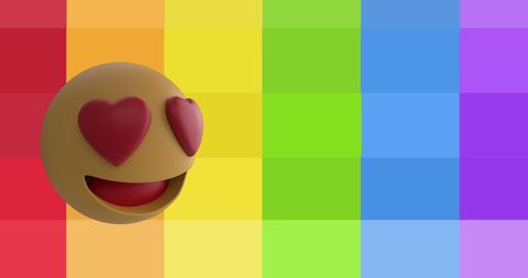 Love Emoji with Rainbow Background Celebrating Pride