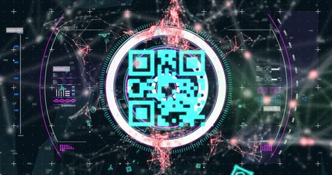 Futuristic Digital QR Code with Abstract Network Connections - Download Free Stock Images Pikwizard.com