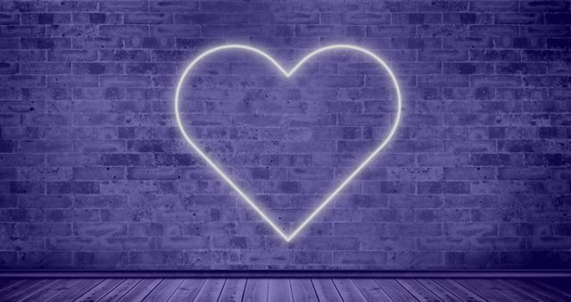 Heart Neon Sign Abstract on Purple Brick Wall Background - Download Free Stock Images Pikwizard.com