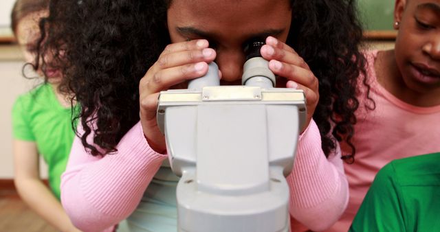 Curious Children Observing Through Microscope in Classroom - Download Free Stock Images Pikwizard.com