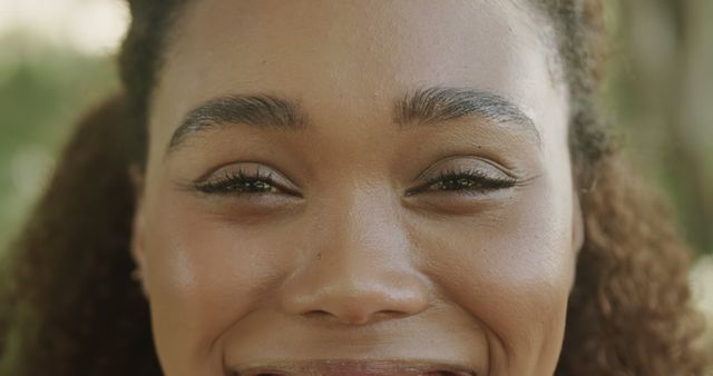 Close-up of Smiling Young Woman Enjoying Nature - Download Free Stock Images Pikwizard.com