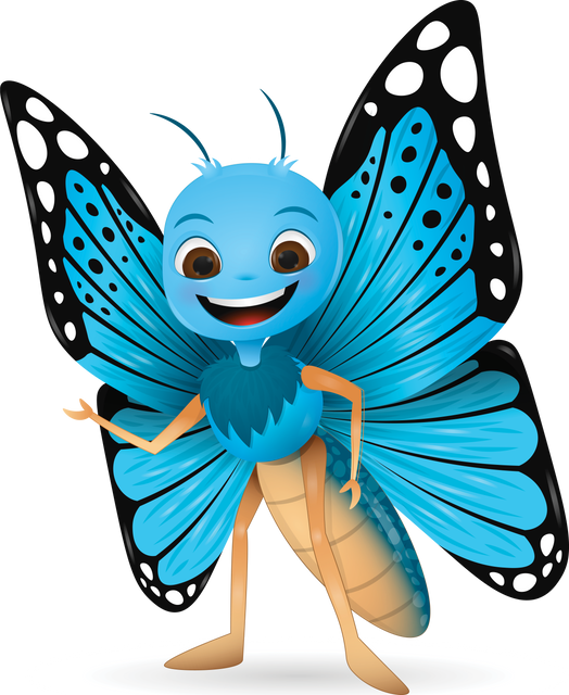 Happy Cartoon Blue and Orange Butterfly on Transparent Background - Download Free Stock Videos Pikwizard.com