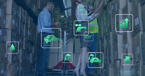 Warehouse team implementing advanced technology solutions