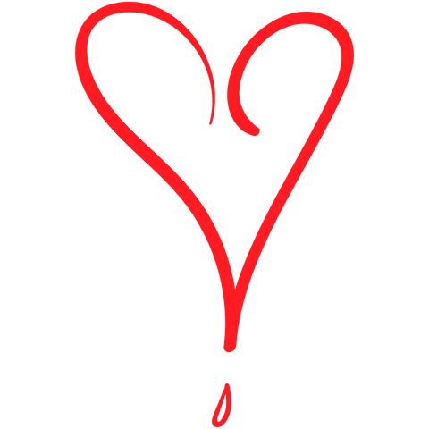 Elegant red heart illustration with droplet on transparent background