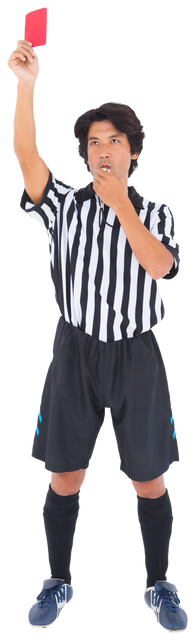 Referee Blowing Whistle and Showing Red Card with Transparency - Download Free Stock Videos Pikwizard.com