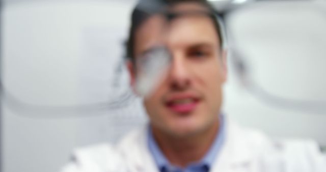 Blurred View through Eyeglasses with Optometrist in Background - Download Free Stock Images Pikwizard.com