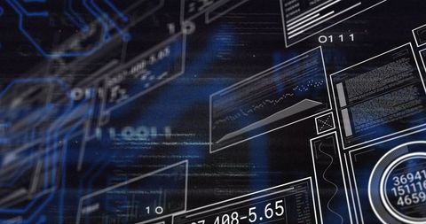Futuristic Digital Interface with Graphs and Data Glitches
