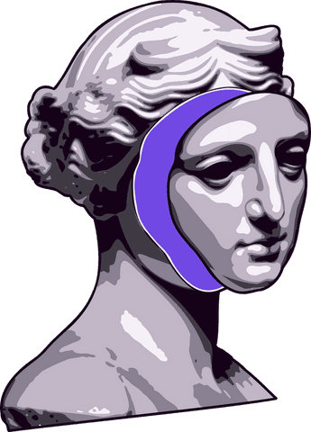 modern classical marble bust with vibrant purple crescent on transparent background - Download Free Stock Videos Pikwizard.com