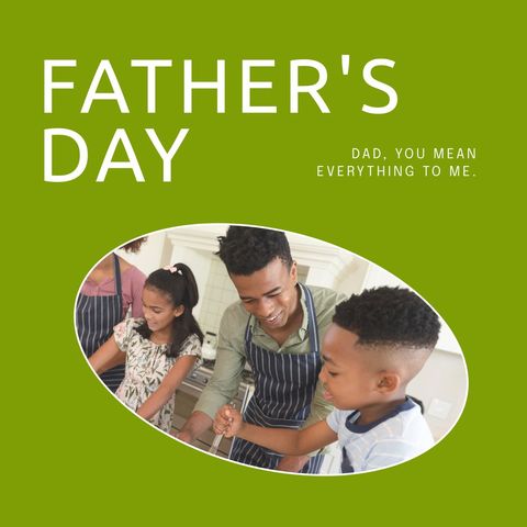 Father's Day Celebration with Family in Kitchen - Download Free Stock Templates Pikwizard.com