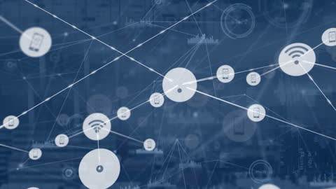 Digital Network Animation with Connectivity Icons