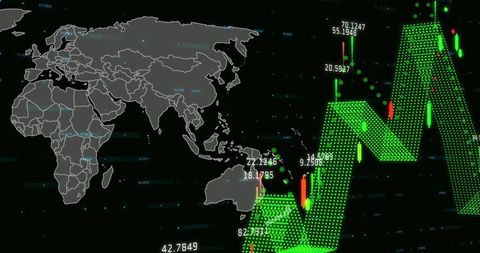Global Finance Data and Digital Stock Market Analysis with World Map