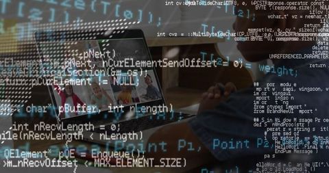 virtual coding class facilitated by professional with headset - Download Free Stock Images Pikwizard.com