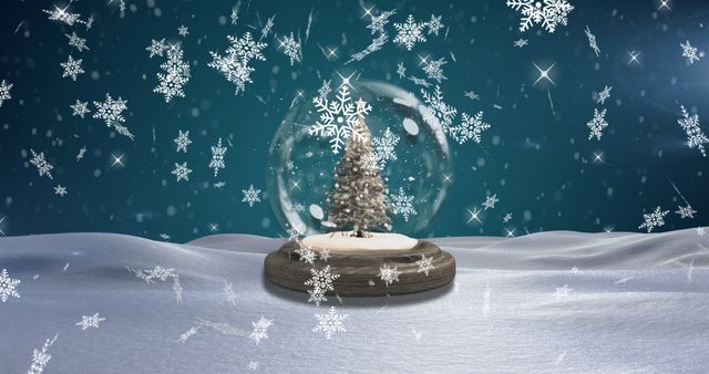 Magical Snowing Scene with Christmas Tree in Snow Globe - Download Free Stock Images Pikwizard.com